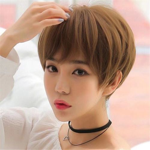 40岁女人新潮短发直发,适合40岁女士减龄发型 假发女短发全头逼真假头套圆脸时尚减龄网红学生头满头女短直发套