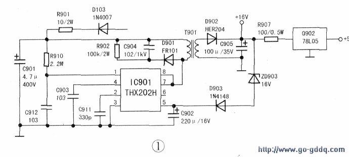 (8)脚已短路,该部分电路见下图,thx202h各脚功能及数值见下表
