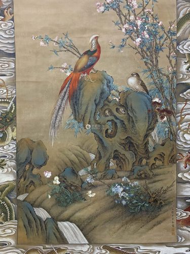 清 郎世宁花鸟锦鸡