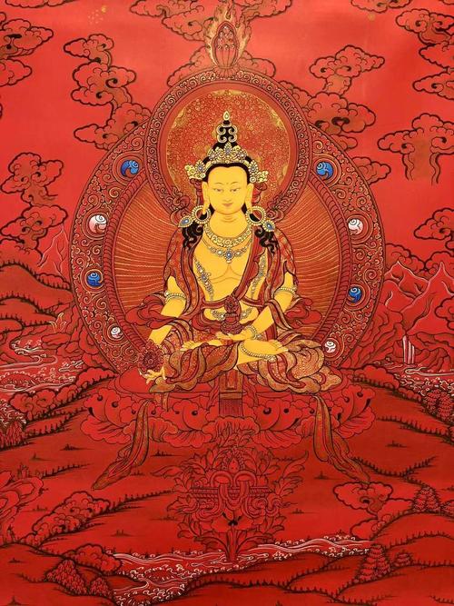 011 藏传地藏王菩萨 kumarlama 45*60cm 尼泊尔唐卡