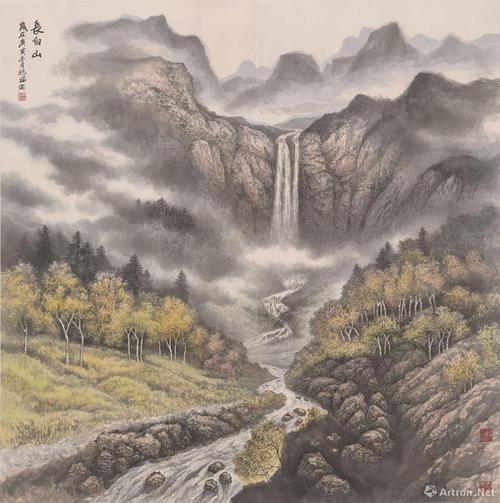 长白山_山水画作品_李德福作品展_李德福在线作品_-家