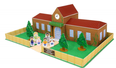 diy手工折纸儿童玩具 学校场景 卡通建筑 3d纸模立体拼图模型摆件