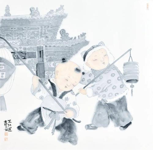 王红运笔下的百子纳福
