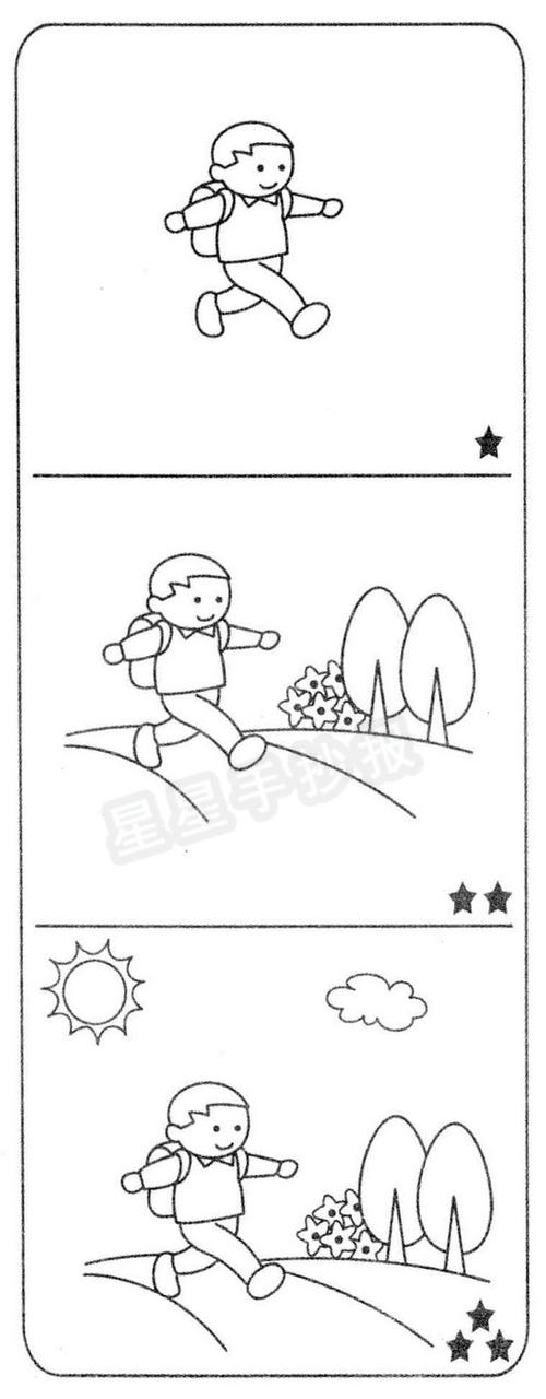 小朋友去上学简笔画