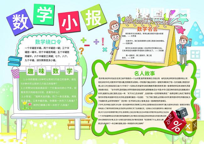 数学小报数学王国趣味数学背景素材花边模板