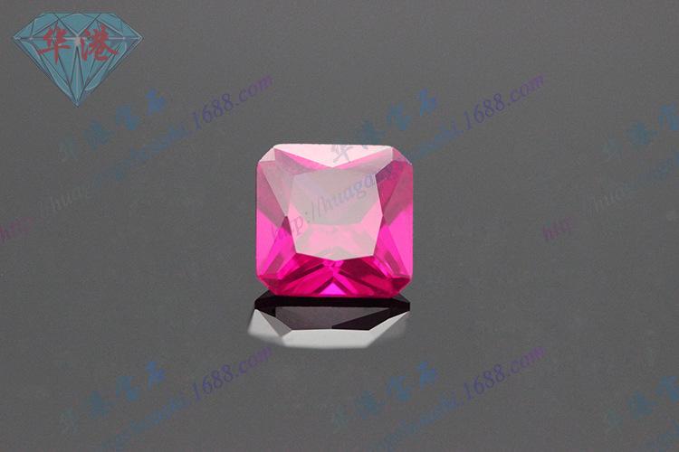 华港宝石 3#红刚玉 合成红宝石 梧州宝石裸石批发 正方形倒角 3号