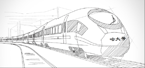 高铁时代素描画简单