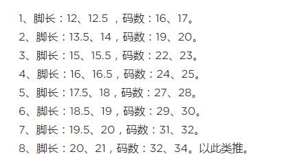 如何挑选童鞋 童鞋尺码对照表