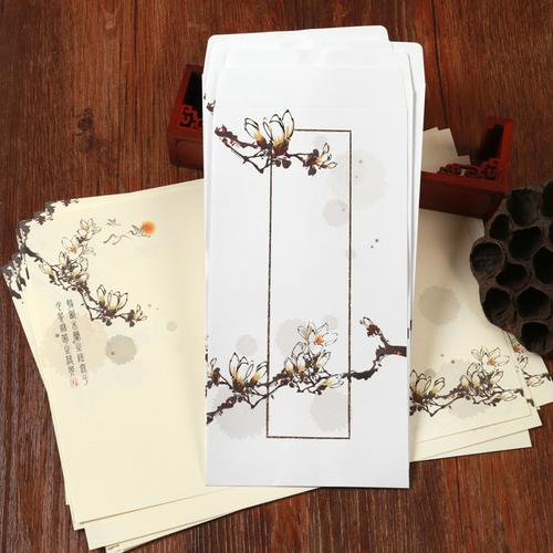 热卖古风小清新信纸中国风手绘信纸复古学生怀旧简约古典信纸信笺 8张