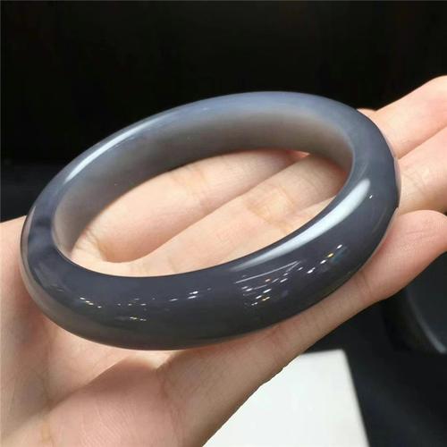 新疆和田玉手镯圈口53545659mm女款玉石镯子烟紫色玉镯首饰