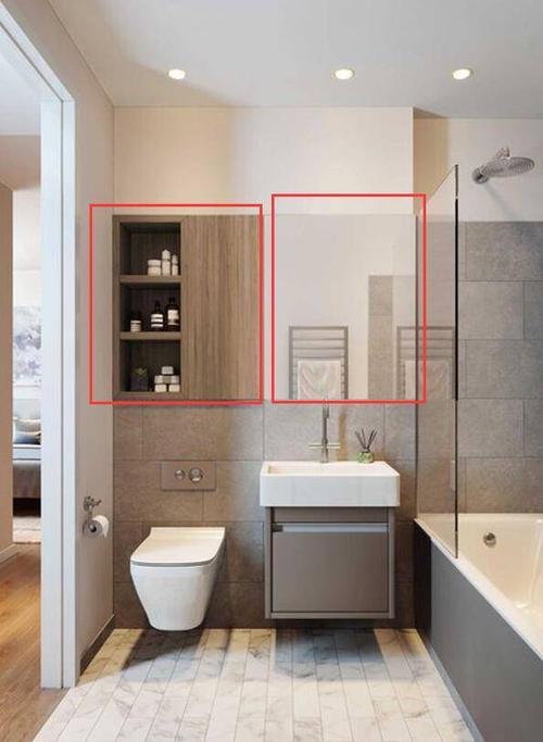 还是老公聪明,装一半镜面柜一半储物格,卫生间小也能收纳整齐了