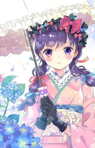 动漫女孩高清手机壁纸分享,见证打伞美少女那灵动唯美