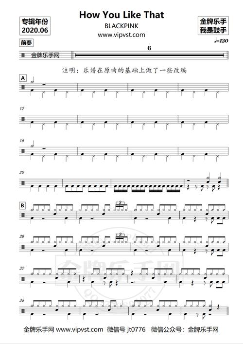 blackpink - how you like that 鼓谱(动态)20元