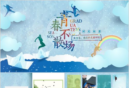 蓝色清新欢送会同学毕业纪念册毕业典礼大学聚会相册ppt模板
