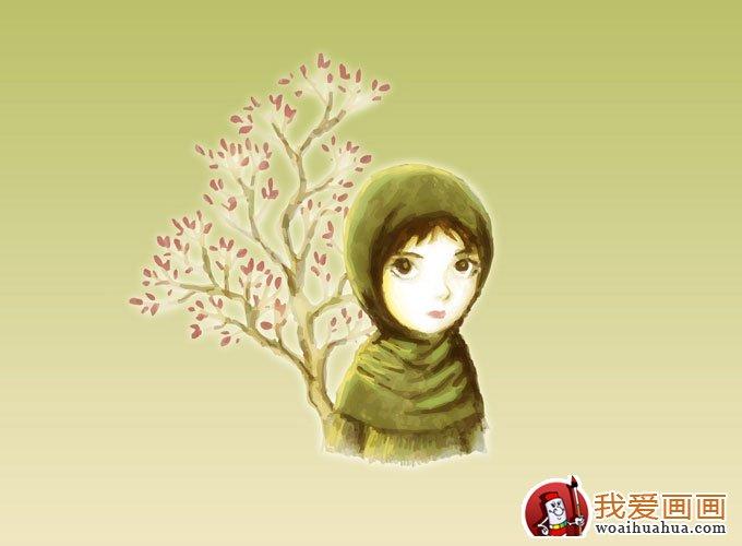 简单的儿童水彩画图片之可爱女孩卡通画