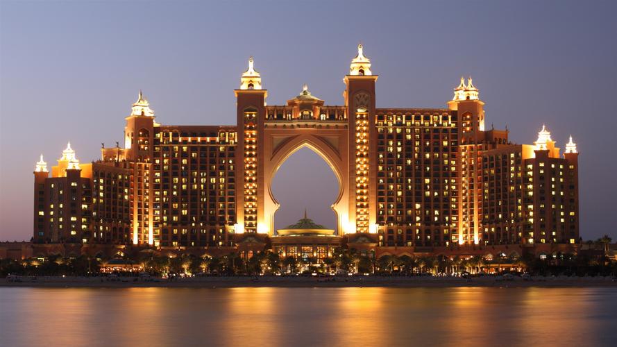 迪拜的亚特兰蒂斯酒店夜海洋-城市摄影高清壁纸