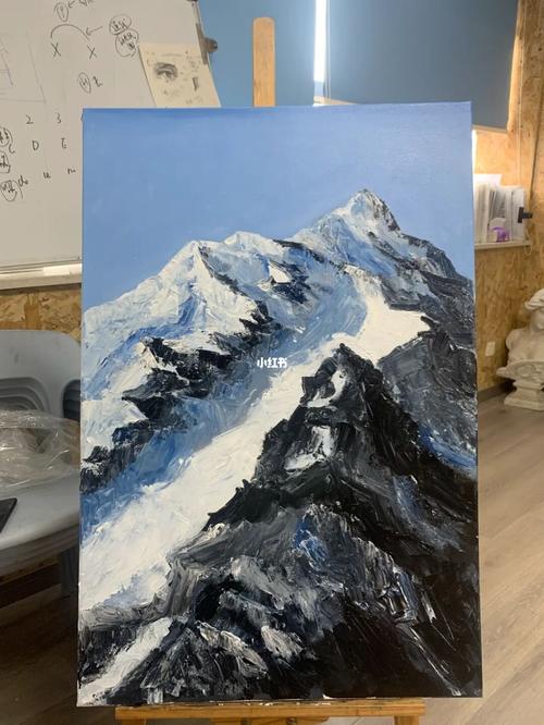 雪山9015 丙烯画「含步骤图」_丙烯画_上色_调色