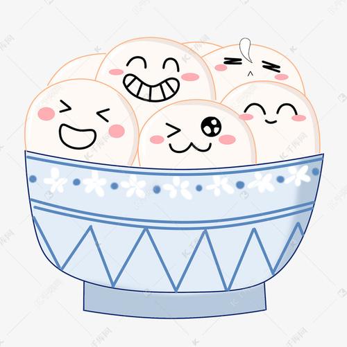 一碗可爱的汤圆插画