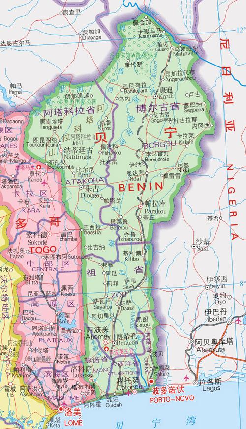 贝宁地图中文版