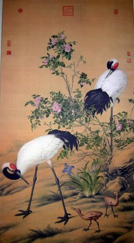 郎士宁化阴双鹤图