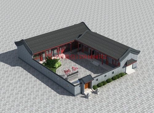 一层中式四合院别墅设计方案图带庭院自建房一层中式四合院别墅图纸