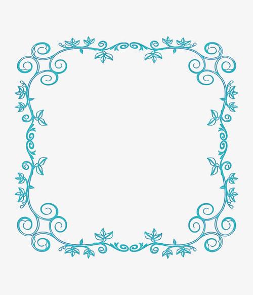 边框,蓝色,花纹,花藤,藤蔓边框,装饰边框, 正方形