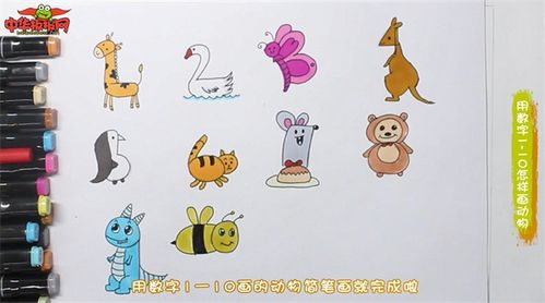 用数字1一10怎样画动物
