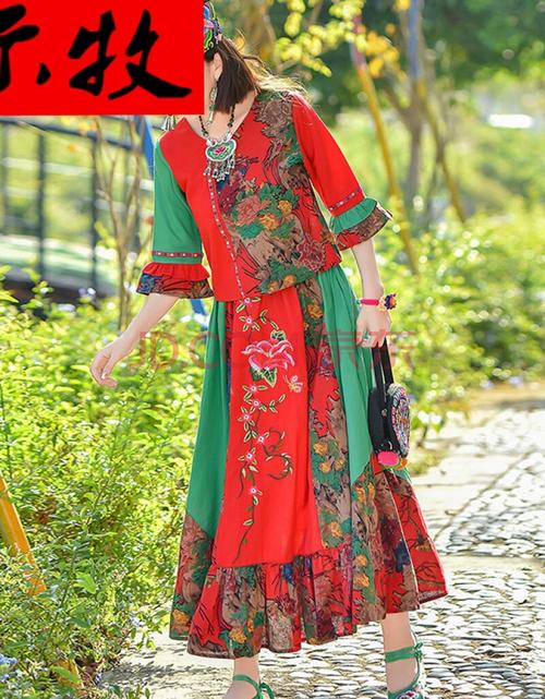 示牧品牌女装民族风复古棉麻夏季中国风女装唐装套装两中老年人广场舞