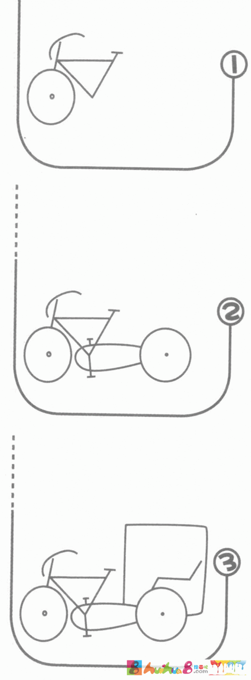 人力三轮车简笔画图片