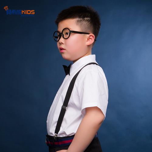 新款儿童演出服校服衬衫 2018 胖童加大版白色衬衫男童纯棉白衬衣夏