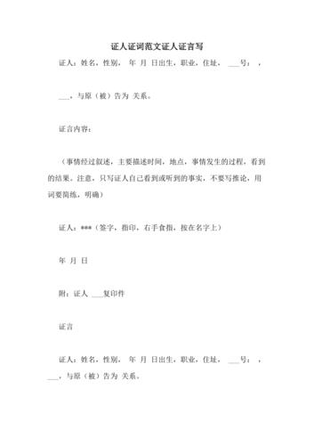 证人证词范文证人证言写