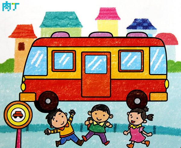 公交车的画法 公共汽车简笔画图片作品大全