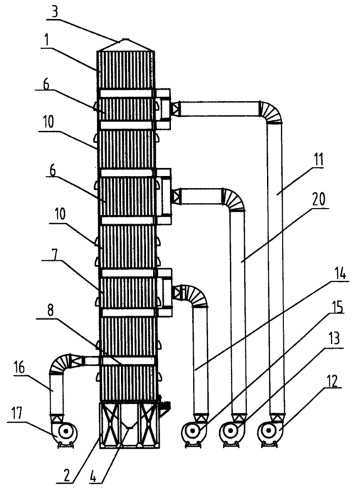 cn201064161y_蜂窝角状顺逆流粮食烘干机失效