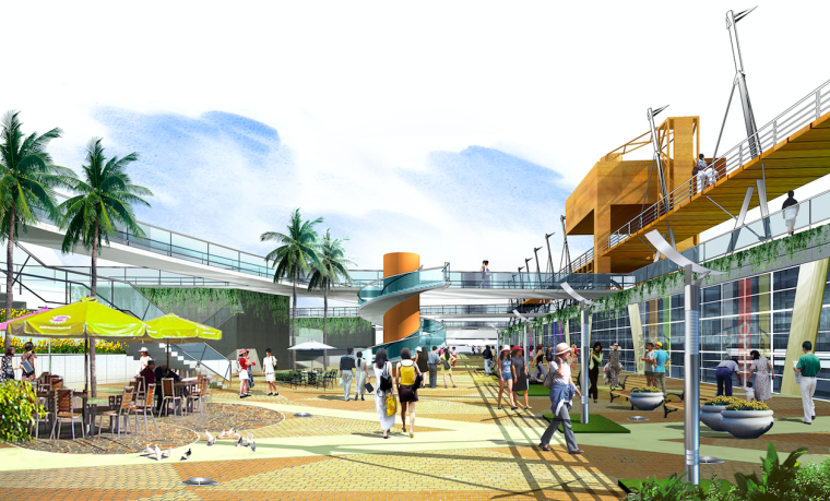 水之园下沉商业街景观效果图