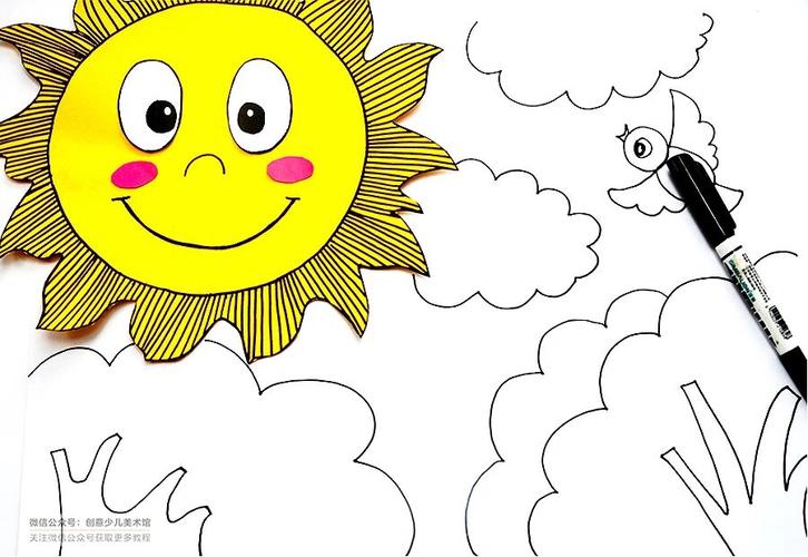 创意线描画|夏天火辣辣的大太阳