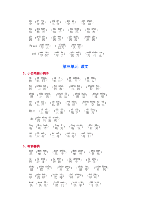 部编版一年级下册生字词,组词(拼音版) .pdf