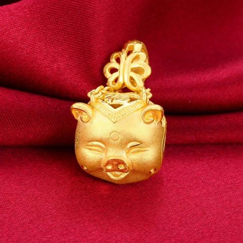 爱迪尔珠宝足金精工开心小福猪吊坠图片_珠宝图片