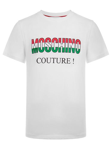 莫斯奇诺/moschino 19年春夏 意大利国旗色logo 男性 白色 男士短袖