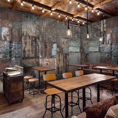复古金属元素工业风壁画酒吧ktv网咖网吧背景墙壁纸餐厅饭店墙纸