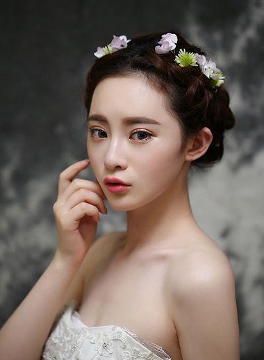 长发盘头新娘头型图片 中长发新娘盘发(2)_发型师姐