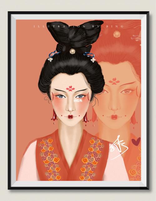 唐朝妆容_手绘_ps手绘_文化_绘画