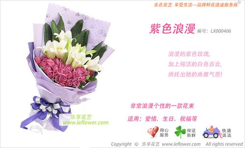 北京鲜花速递 紫玫瑰22 百合 花束 圣诞节 送女朋友