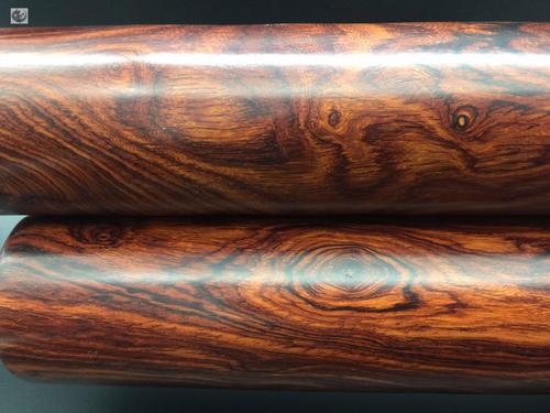 一对纹理非常养眼的老挝大红酸枝 风水摆件木柱工艺品