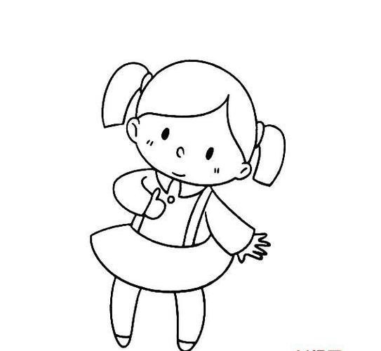 女孩穿裙子的简笔画法