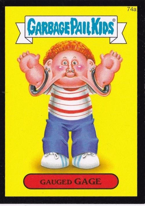 2014 topps garbage pail kids black border sticker #74a gauged