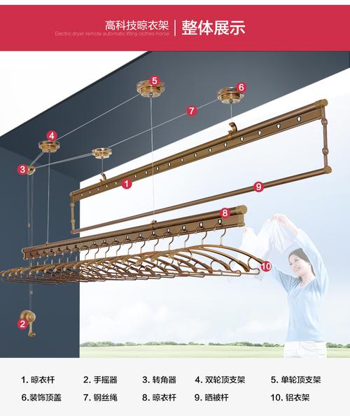 全国安装 新款 恋晴晾衣架lq8316 手摇升降阳台三杆晾