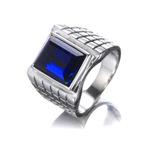 欧美不锈钢指环 男士饰品批发 简约方形宝石钛钢戒指rr0021