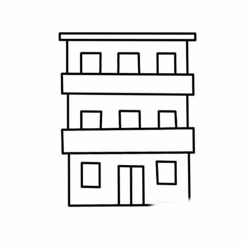 三层楼房简笔画 居民楼的简单画法儿童简笔画图片大全,幼儿简笔画