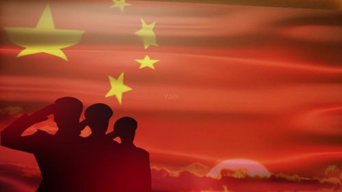 国旗飘飘军人敬礼视频素材