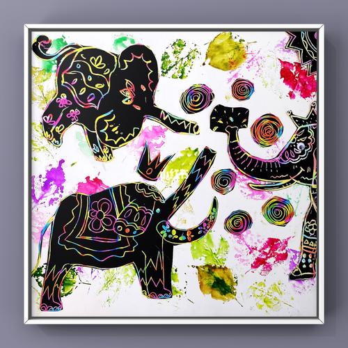 印度大象_儿童画_色彩搭配_兴趣爱好_绘画